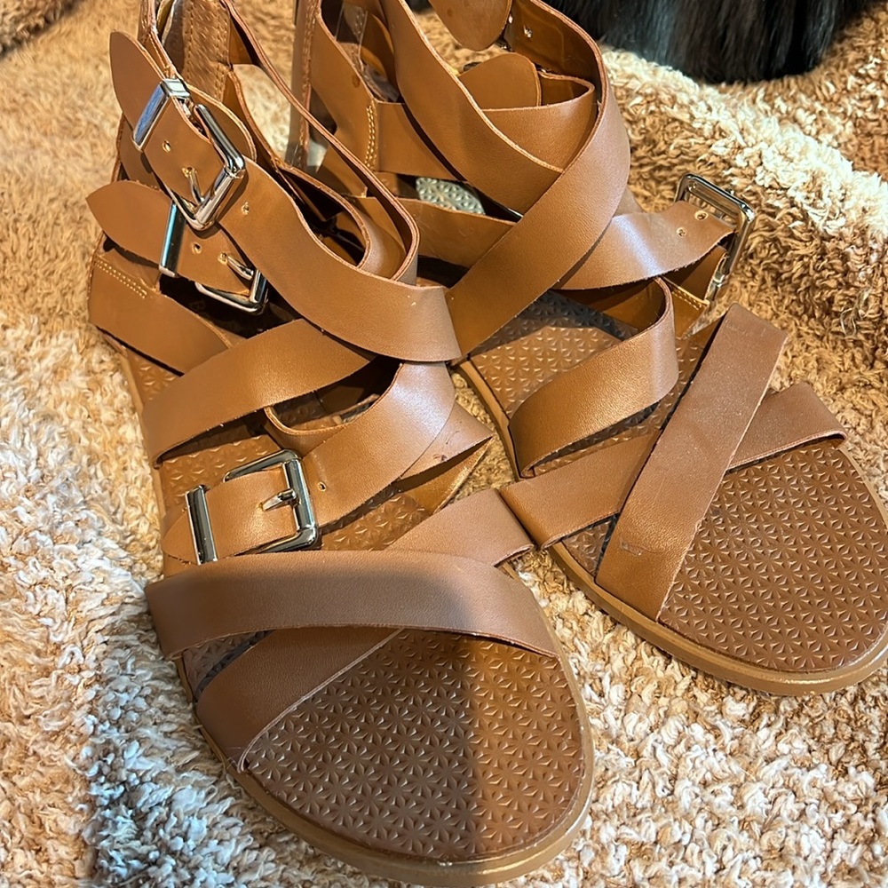 BCBG gladiator sandals. Tan. Worn once.